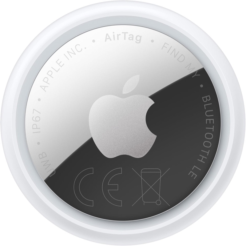 Illustration eines Apple AirTag an einem Kofferanhänger