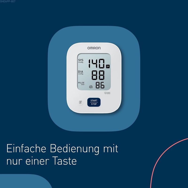 Omron X2 Blutdruckmessgerät während einer Messung am Oberarm