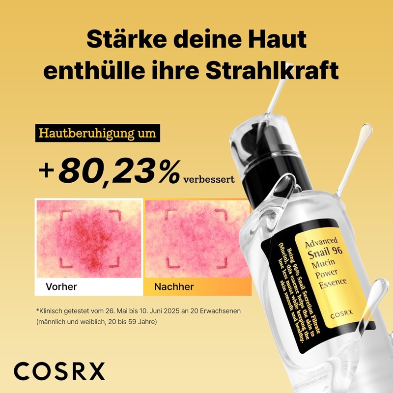 COSRX Snail Essence Textur auf der Haut