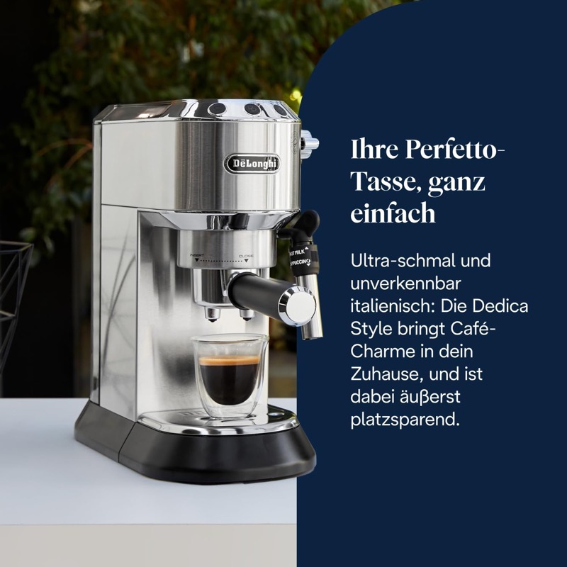 De’Longhi Dedica bereitet Espresso mit Crema zu