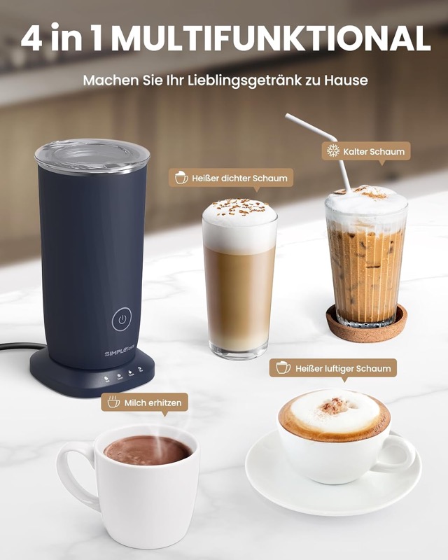 Milchaufschäumer gießt feinporigen Milchschaum in eine Cappuccino-Tasse