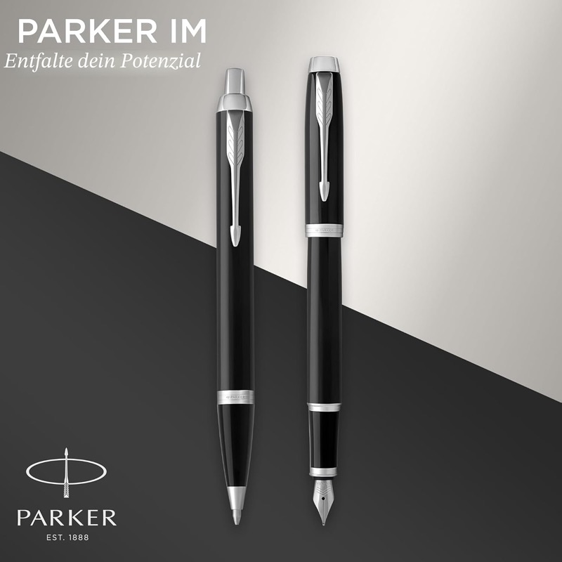 Parker IM Füller und Kugelschreiber mit Etui auf dem Schreibtisch