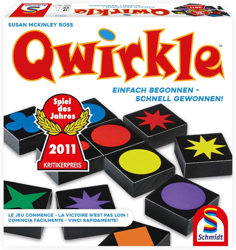 Qwirkle Familienspiel mit bunten Steinen