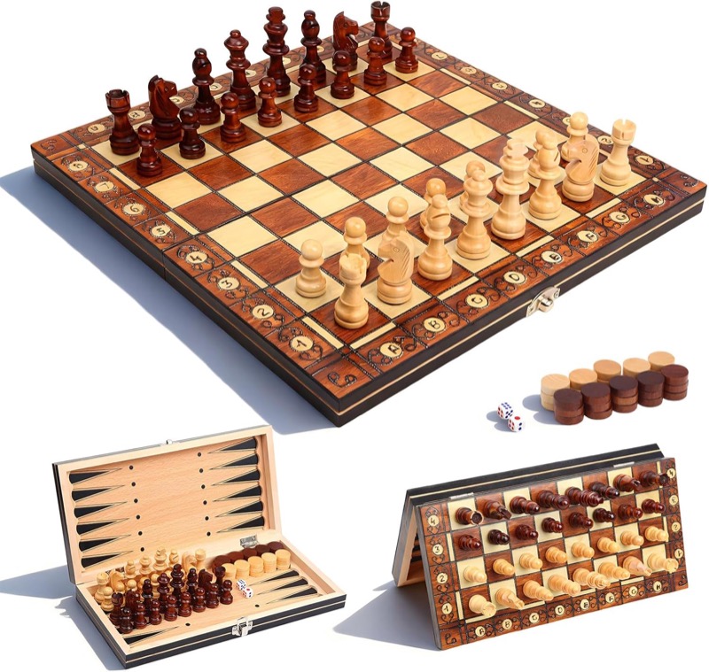 Schachspiel aus Holz, magnetisch & klappbar