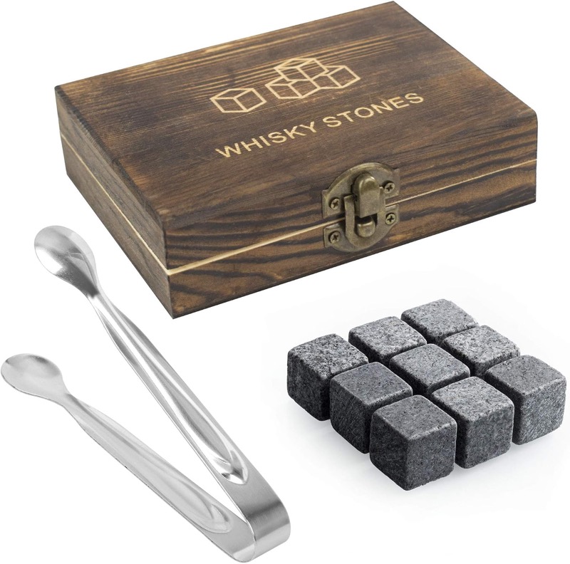 Whisky-Steine-Geschenkset in gravierter Holzbox